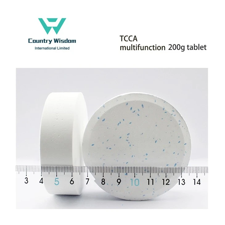 China Professioneller Hersteller TCCA Multifunktions-200-g-Tablette zur Desinfektion von Schwimmbadwasser